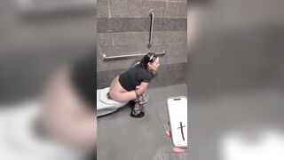 Floozy Wife Sneaking in Gas Station Restroom to get SCREWED