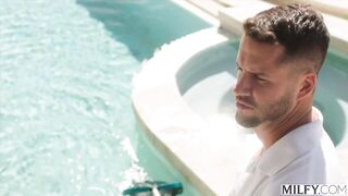 MILFY Lewd Trophy Wife Piper Cram Kicks Out Hubby For Pool Male's Biggest Dick