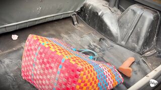 A Colombian peasant is picked up by a dude who undresses her bare in a pineapple plantation to screw her