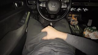 Stroking in public *loud solo boy groaning in the car with giant ribald spunk fountain*