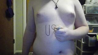 Trans Wench writes all over her Body