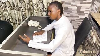 Black large booty nasty student seduces biology teacher in office and screw bbc