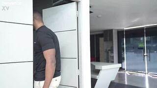 INTERRACIAL ANAL - My neighbour throws me a bachelorette party by stretching my constricted butt with his large ebony jock.