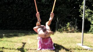 in nature's garb pathetic white serf outdoor got enema show with brush homo butt clean willing for use, CMNM