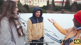 SWAP4K. A Sunday walk ended up as having a hawt gal with in our couch, it was her 1st 3some