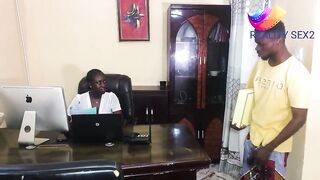 THE DELIVERY GUY WAS PAID IN KIND BY THE SKINNY BLACK FEMALE BOSS