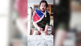 Large Russian wang cums during masturbation! New cum in the throat and on the face of this hungry homosexual stud