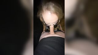 Glasses Ponytail College Doxy Sucking Deepthroat On Knees Standing Oral pleasure CIM Cum In Throatpie OLD