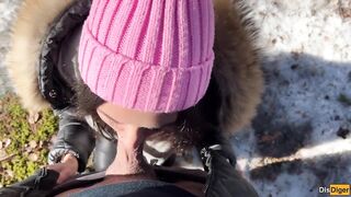 Real Sex in Winter Snowy Forest with Cum in Vagina - Creampie