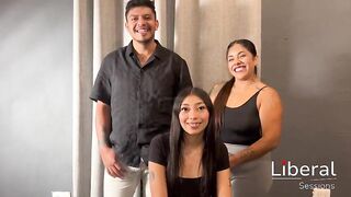 Slender angel experiencing her 1st trio ends up swapping with a chap with a giant jock