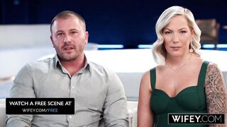 WIFEY Golden-haired Hotwife Candice Holds Hubby's Hand Whilst Taking A Monster BBC