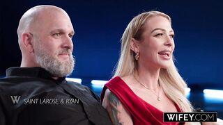 WIFEY Beautiful Golden-haired Hotwife Saint LaRose Has Her Very 1st BBC During the time that Holding Hubby's Hand