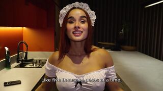 I made my LATIN BABE maid SUCK and BANG me to pay for her mistakes! - Abella olsen