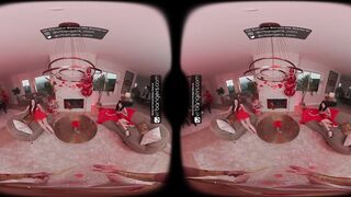 VR Bangers: 2 Lascivious Brunettes in Underware Suck and Bang Cupid in an FFM Three-some on Valentine’s Day - VR Porn