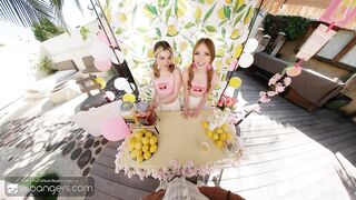 VR Bangers: Hawt Women In Pink Pants Bang U After A Glass Of Limonade In A FFM 3some