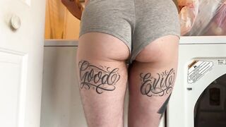 Desperately Peeing Pants During the time that Doing Laundry Up Close POV