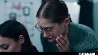 Shemale hentai Lesbo Stepsisters - Transsexual T-girl Screws & Creampies Nerdy Golden-haired Hotty