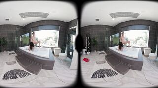VR Bangers: Youthful Neighbors Trio Sex with Virgin Student FFM Oral job in a Bubble Baths - VR Porn