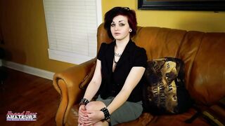 Slender Brunette hair Coed Marcie Tattoo Solo Toys Masturbation!