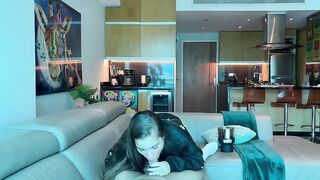 My stepbrother invites me to see a movie scene and gets very excited.