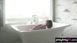 Slender black mother I'd like to fuck Ana Foxxx took a bathroom and dildoed her hungry ebony snatch