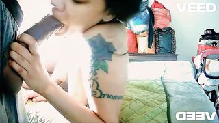 SUCKING and SPITTING Gagging Blow job Deepthroat Large Dong Brown Skin Manhattan Neighbour Apartment