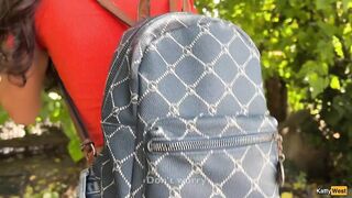 Public Oral pleasure in the Bushes with Stranger and Mad Cumwalk Overspread in Cum