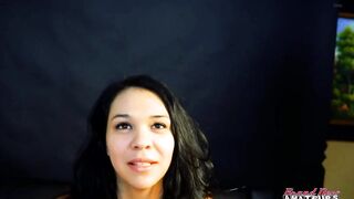 Sabrina Skinny Small Brunette hair Inked Obscene Mouth Booty Lick!