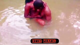 Housewife play love in the river with her sugar male