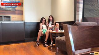 Student Gals Take off Pants in Starbucks and Invite Strangers for Anal Sex - Movie three