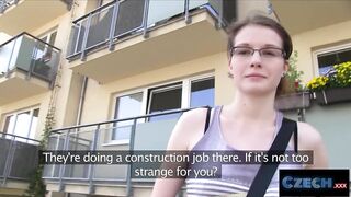 CZECH XXX - Geeky Student Drilled Hard in Washroom for Money