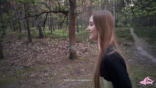 Hot nymphomaniac in the forest made me cum in her throat
