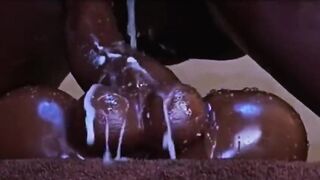Hawt black with creamy twat squirts all over