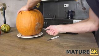 MATURE4K. Older woman finds that guy sexually excited stepson masturbating and helps him