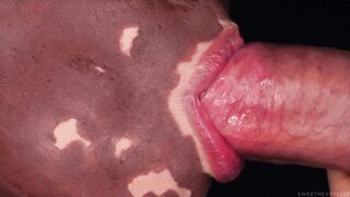 CLOSE UP: MOST GOOD VITILIGO ORAL PLEASURE! Intensive JOCK SUCKING from Unparalleled Hawt Gal with CUM in THROAT! ASMR