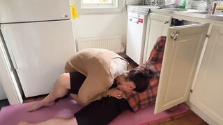 Housewife got lascivious seeing the plumber working the sink