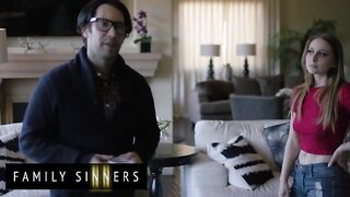 FAMILY SINNERS - Slender Brunette hair Uses Her Seductive Charm On Her Stepfather To End Their Intensive Argument