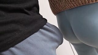 Moist Panties on the Subway Teach! Stranger Man Rub His Wang and Ejaculate On Angel's Tights In Public Transport