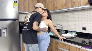 I bang my neighbour's bulky butt in the kitchen during the time that her spouse is outside at his birthday party