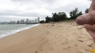 Hottie Can I Cum On Your Breasts? - Public Ramrod Flashing On The Beach