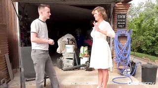 Oldnanny - Older Granny Seduces Concupiscent Guy In Garage