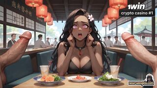 The hawt meeting inbetween two darksome-hued queens at the tropical cafe was the hottest XXX!