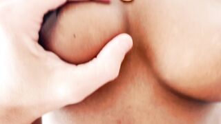 A charming brunette hair sucks my penis for breakfast and asks me to cum inside her